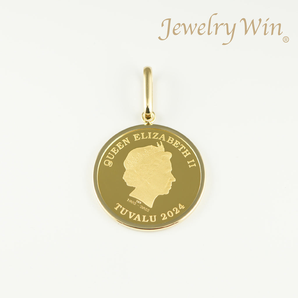 K24ネックレストップ K18枠 ツバル ペンダントトップ ペンダントトップ K24 ツバルホース コイン 1/2oz K18 枠付 (Type-SP