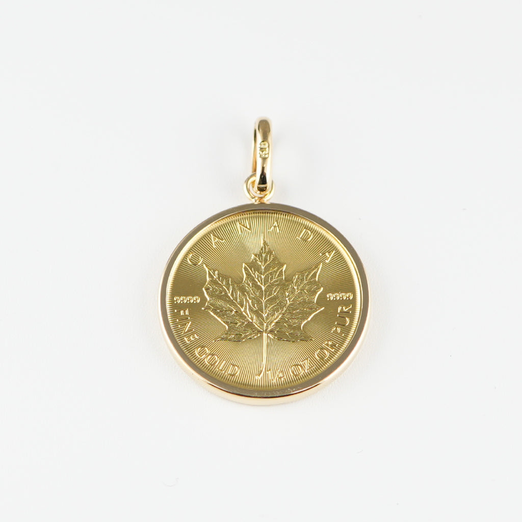 純金　K24　メイプルリーフ金貨　1/2oz　K18　ペンダントトップ 純金 K24 カナダ メイプル リーフ コイン 金貨 1/10oz