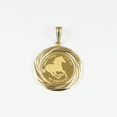 ペンダントトップ K24 ツバルホース コイン 1/5oz K18 枠付 (Type-GR) リバーシブルタイプ