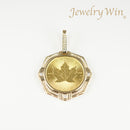 ペンダントトップ K24 メイプルリーフ コイン メイプルリーフ表 1oz K18 枠付 ダイヤ付 (Type-CR1)※チャールズ３世