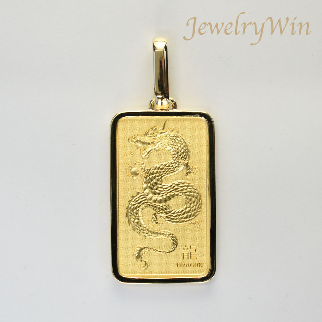 ペンダントトップ K24 龍インゴット 1oz K18 枠付 (Type-SP)