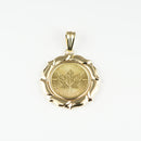 ペンダントトップ K24 メイプルリーフ コイン 1/4oz K18 枠付 (Type-WK) リバーシブルタイプ※チャールズ3世