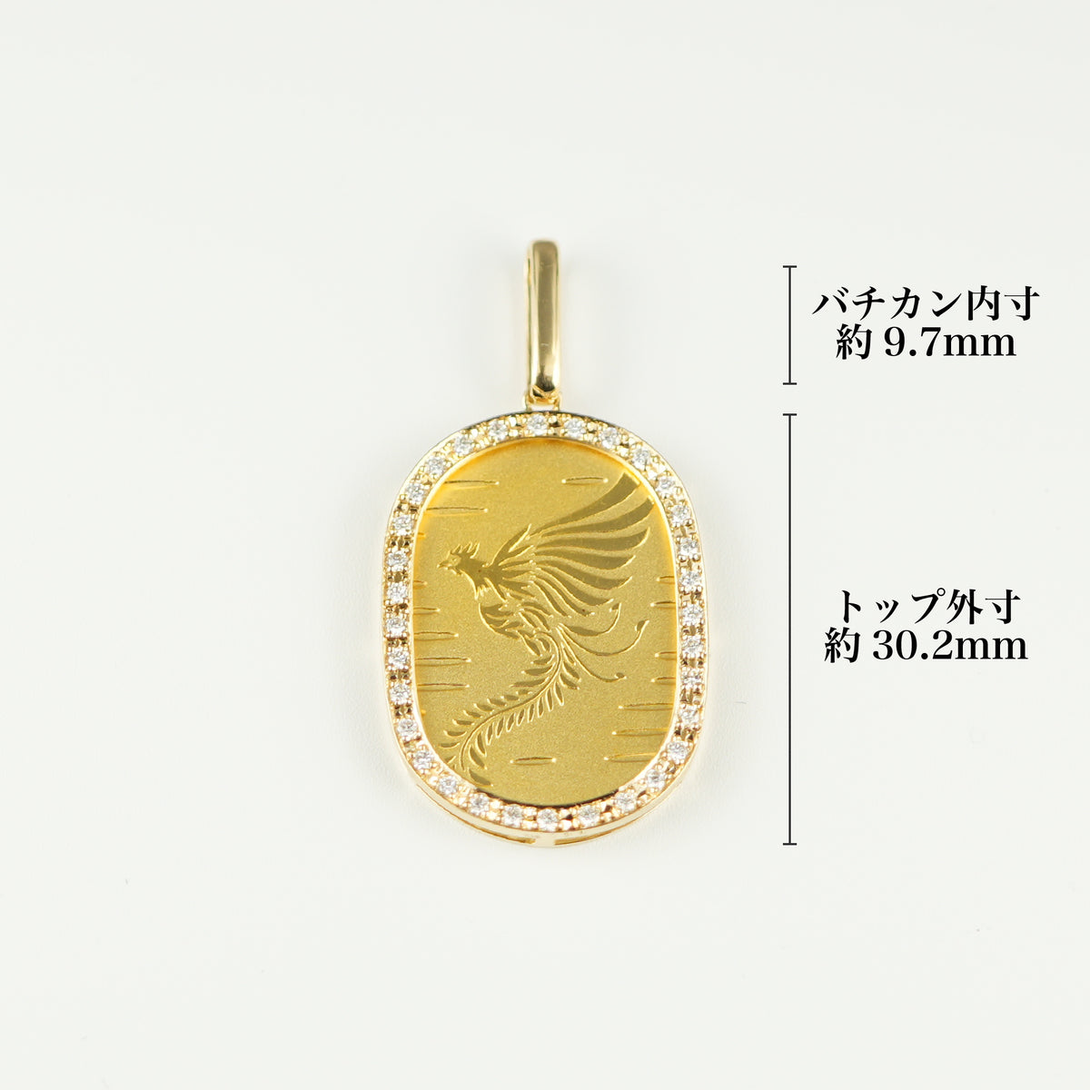 k24/k18 トップ ペンダントトップ K24 鳳凰 小判 コイン 5g K18 枠付 ダイヤ付 (Type-DM)
