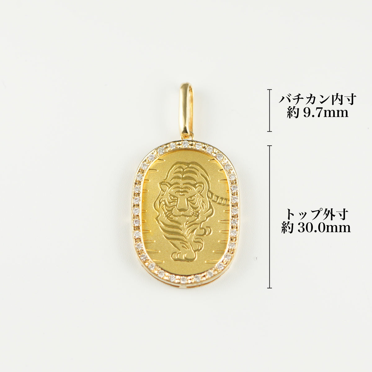 ペンダントトップ K24 虎 小判 コイン 5g K18 枠付 ダイヤモンド付