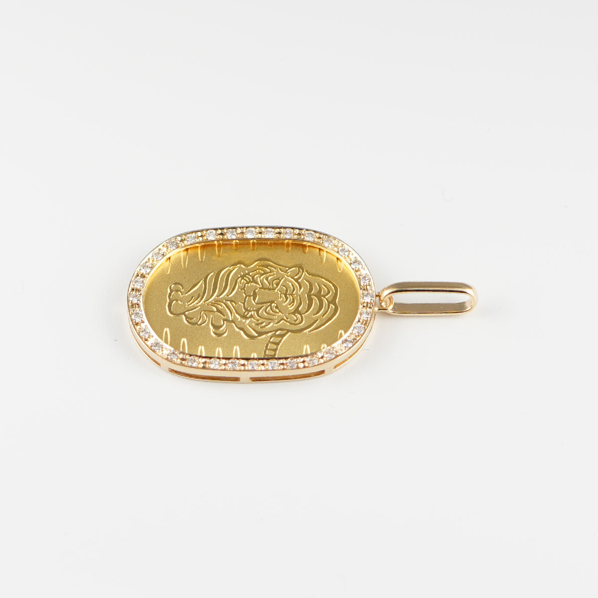 ペンダントトップ K24 虎 小判 コイン 5g K18 枠付 ダイヤモンド付