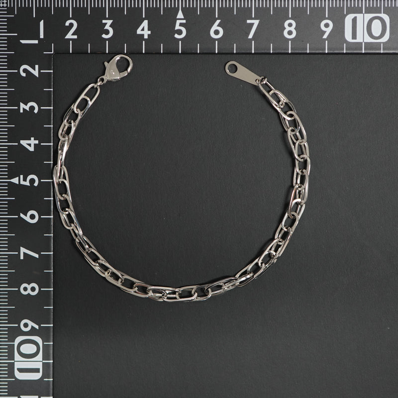 ダブル小豆チェーン ブレスレット Pt850 幅4.0mm 0.7角線 18cm