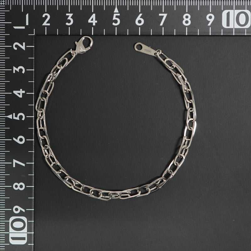 ダブル小豆チェーン ブレスレット Pt850 幅4.0mm 0.7角線 19cm