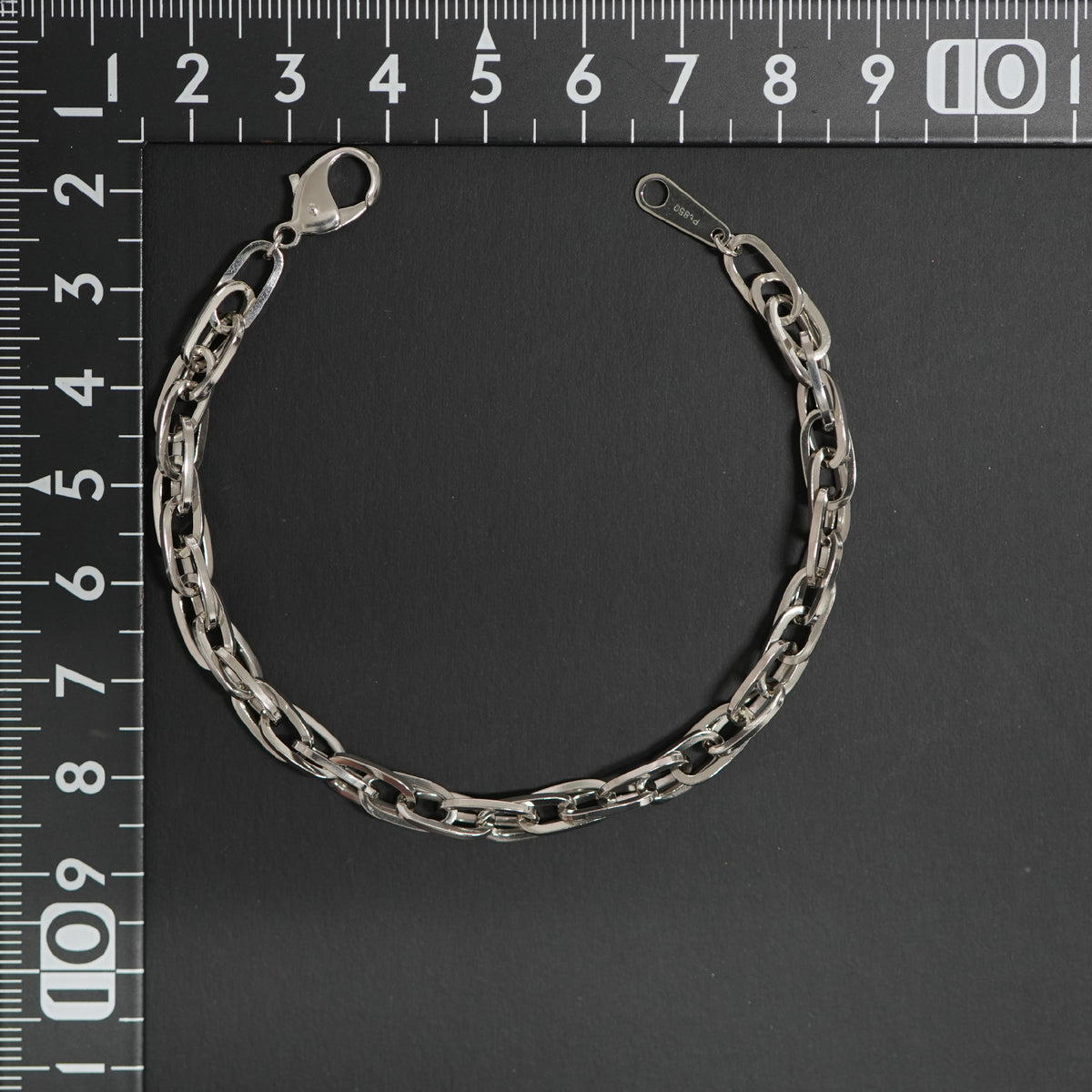 ダブルチェーン ブレスレット Pt850 幅4.7mm 1.0角線 18cm