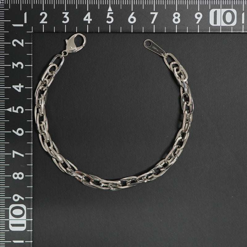 ダブル小豆チェーン ブレスレット Pt850 幅4.7mm 1.0角線 18cm