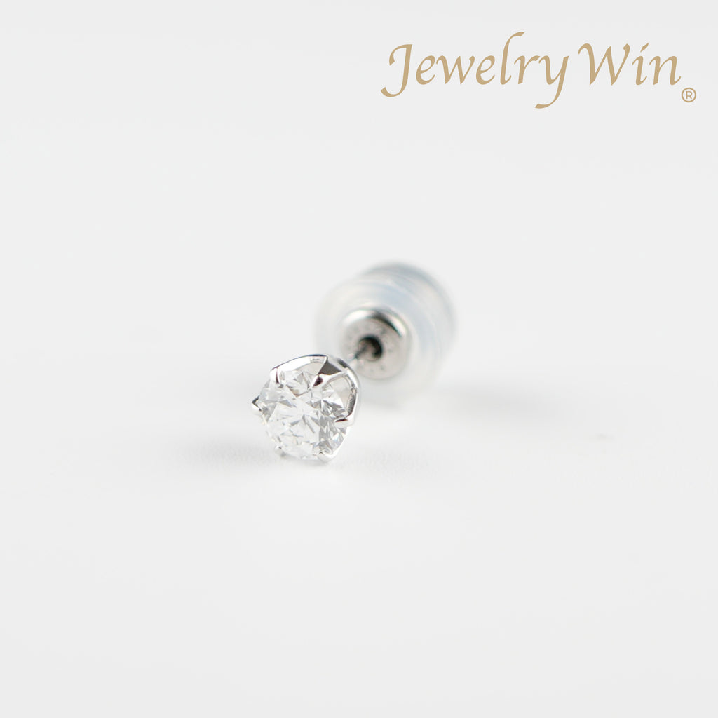 PT900 ピアス ピアス Pt900 6本爪 0.25ct ダイヤ付 片方 落ちにくいピアスキャッチ