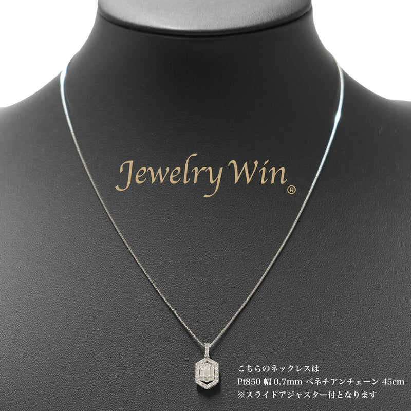 ダイヤモンドプチネックレス Pt900 0.50ct Pt850 チェーン (Type-RD) ※スライドアジャスター付