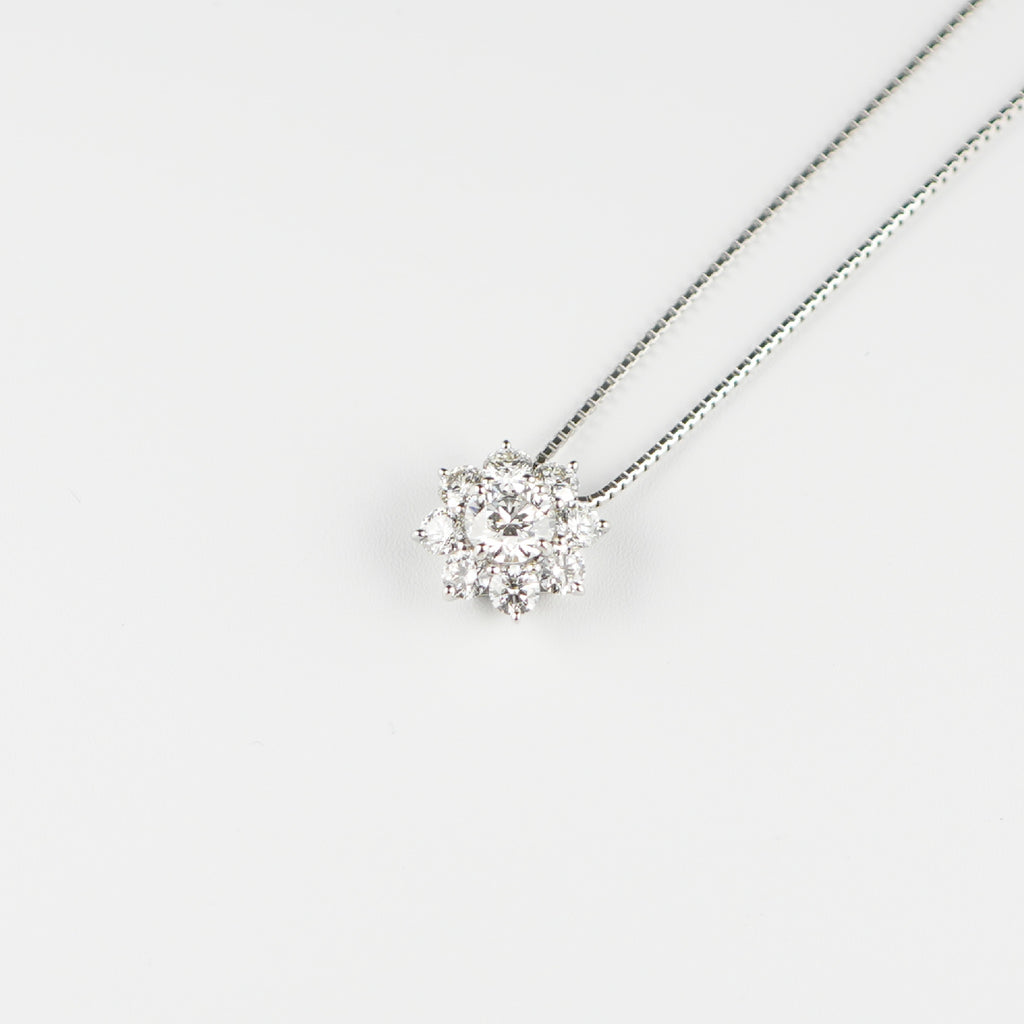 ダイヤモンドプチネックレス Pt900 0.528ct/0.71ct Pt850 チェーン