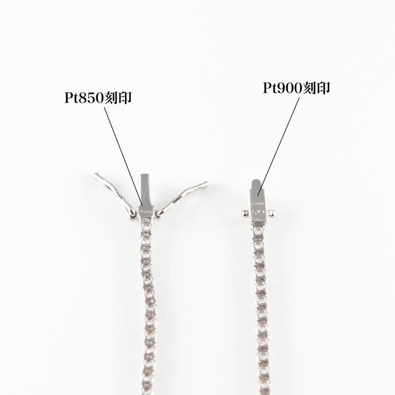 ダイヤモンドテニスネックレス ストレート Pt900枠 Pt850(金具部分一部) 幅2.0mm 50.5cm トータル5.01ct カラー:G〜H クラリティ:VS-1〜SI-1 カット:EX〜VG ※ダイヤモンドのグレードは目安となります※