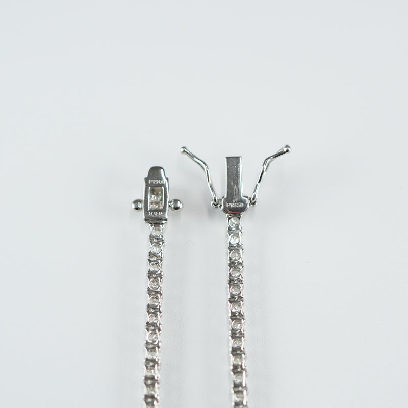 ダイヤモンドテニスネックレス ストレート Pt900枠 Pt850(金具部分一部） 幅2.4mm 45cm トータル5.00ct カラー:H