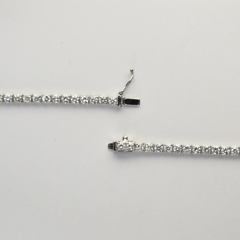 ダイヤモンドテニスネックレス ストレート Pt900枠 Pt850(金具部分一部） 幅3.0mm 45cm トータル10.00ct カラー:G〜H クラリティ:SI-1〜SI-2 カット:VG〜G ※ダイヤモンドのグレードは目安となります※