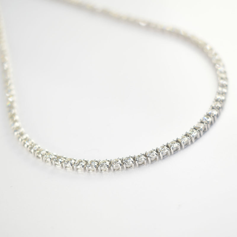 ダイヤモンドテニスネックレス ストレート Pt900枠 Pt850(金具部分一部） 幅3.0mm 50cm トータル10.00ct カラー:H〜I クラリティ:VS-2〜SI-1 カット:VG