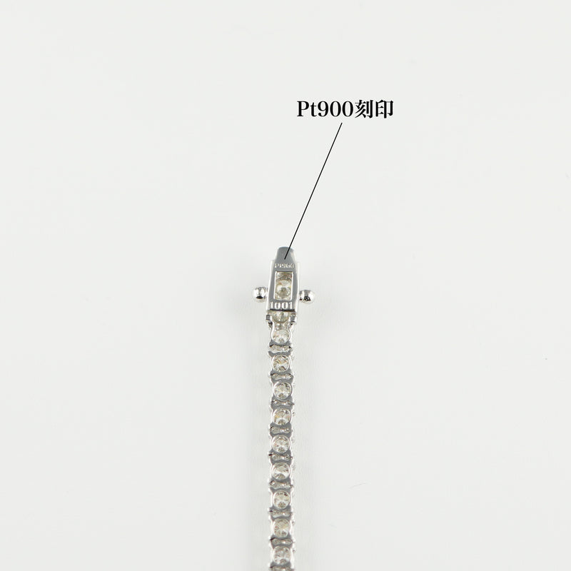 ダイヤモンドテニスネックレス ストレート Pt900枠 Pt850(金具部分一部) 幅3.1mm 50cm トータル10.01ct カラー:G〜I クラリティ:VS-2〜SI-2 カット:VG〜G ※ダイヤモンドのグレードは目安となります※