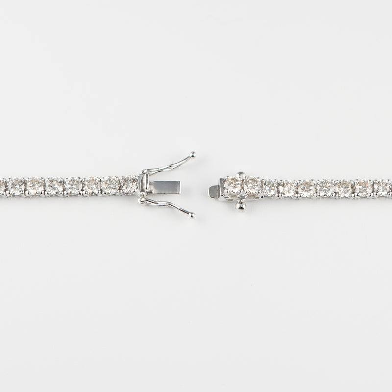 ダイヤモンドテニスネックレス ストレート Pt900枠 Pt850(金具部分一部) 幅3.2mm 45cm トータル15.00ct カラー:J〜K クラリティ:VS-1〜SI-2 カット:VG〜G ※ダイヤモンドのグレードは目安となります※