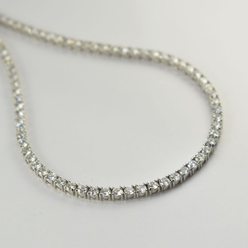 ダイヤモンドテニスネックレス ストレート Pt900枠 Pt850(金具部分一部） 幅3.3mm 50cm トータル17.00ct カラー:G〜H クラリティ:SI-1〜SI-2 カット:VG〜G ※ダイヤモンドのグレードは目安となります※