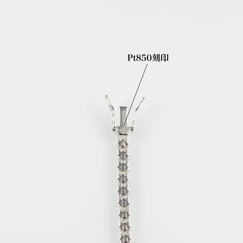 ダイヤモンドテニスブレスレット ストレート Pt900枠 Pt850(金具部分一部) 幅3.4mm 18cm トータル5.03ct カラー:G〜I クラリティ:VS-2〜SI-2 カット:VG ※ダイヤモンドのグレードは目安となります※
