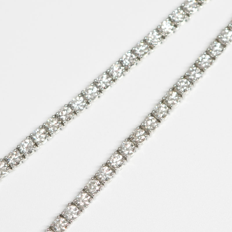 ダイヤモンドテニスネックレス ストレート Pt900枠 Pt850(金具部分一部) 幅3.5mm 51cm トータル15.00ct カラー:F〜G クラリティ:VS-2〜SI-1 カット:VG ※ダイヤモンドのグレードは目安となります※