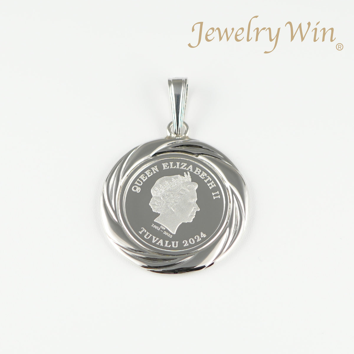 ペンダントトップ Pt999.5 ツバルホース コイン 1/10oz Pt900 枠付