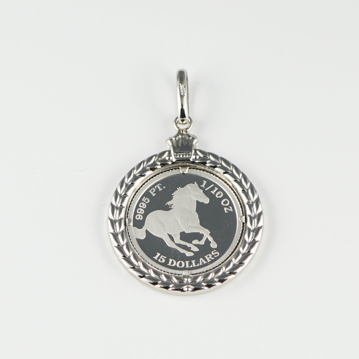 ツバル ホース ペンダント Pt999.5/Pt850 1/10oz ペンダントトップ Pt999.5 ツバルホース コイン 1/10oz Pt850 枠付