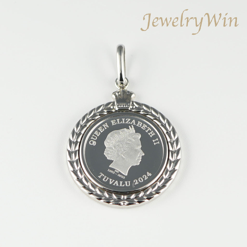 ペンダントトップ Pt999.5 ツバルホース コイン 1/10oz Pt850 枠付 (Type-GK) ※エリザベス表