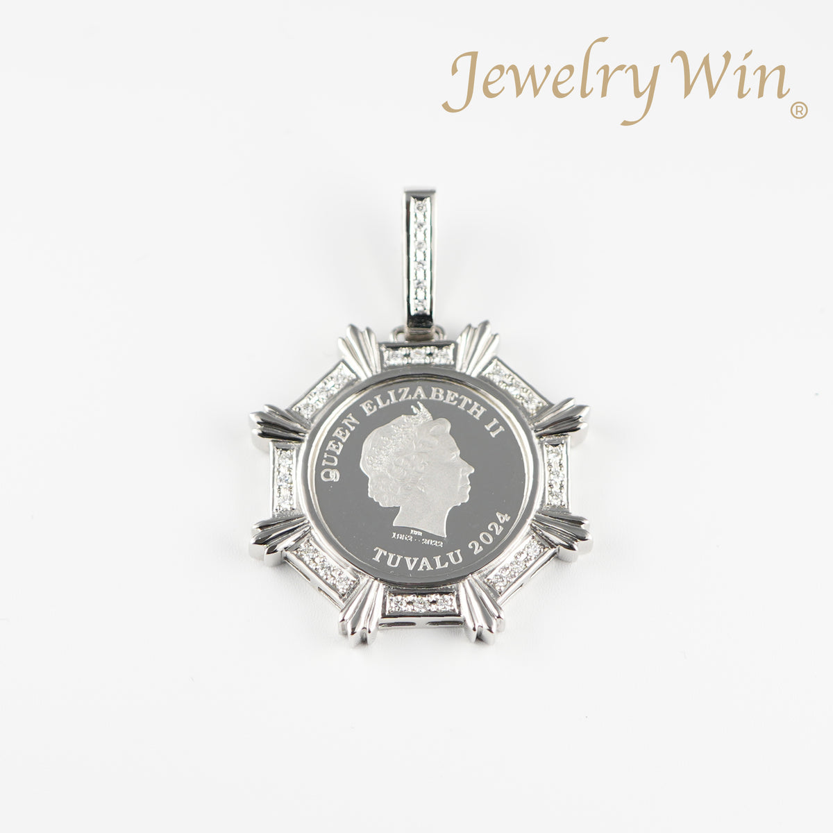 ペンダントトップ Pt999.5 ツバルホース コイン 1/5oz Pt900 枠付