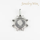 ペンダントトップ Pt999.5 ツバルホース コイン エリザベス表 1/5oz Pt900 枠付 ダイヤ付 (Type-CR3)