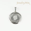 ペンダントトップ Pt999.5 ツバルホース コイン 1/5oz Pt900 枠付 (Type-GR) リバーシブルタイプ