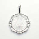 ペンダントトップ Pt999.5 メイプルリーフ コイン チャールズ3世表 1oz Pt900 枠付 ダイヤ付 (Type-CR1)