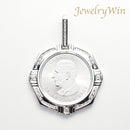 ペンダントトップ Pt999.5 メイプルリーフ コイン チャールズ3世表 1oz Pt900 枠付 ダイヤ付 (Type-CR1)