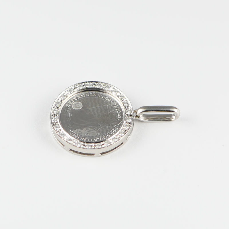 ペンダントトップ Pt999.5 ブリタニア コイン 1/10oz Pt900 枠付 ダイヤ付 (Type-DM)