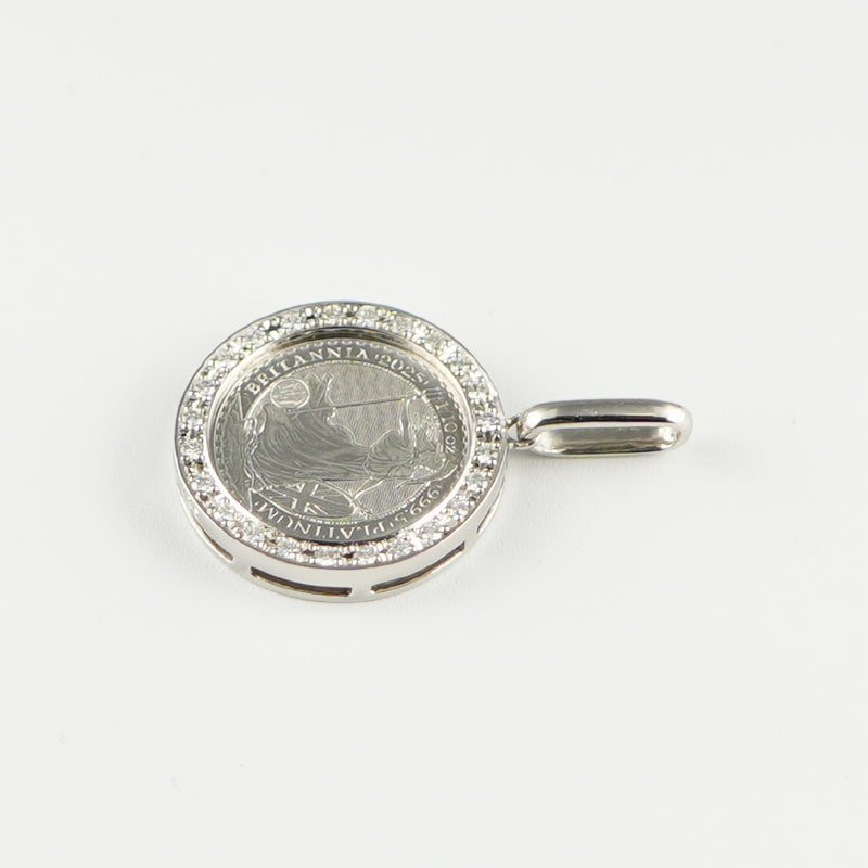 ペンダントトップ Pt999.5 ブリタニア コイン 1/10oz Pt900 枠付 ダイヤ付 (Type-DM)