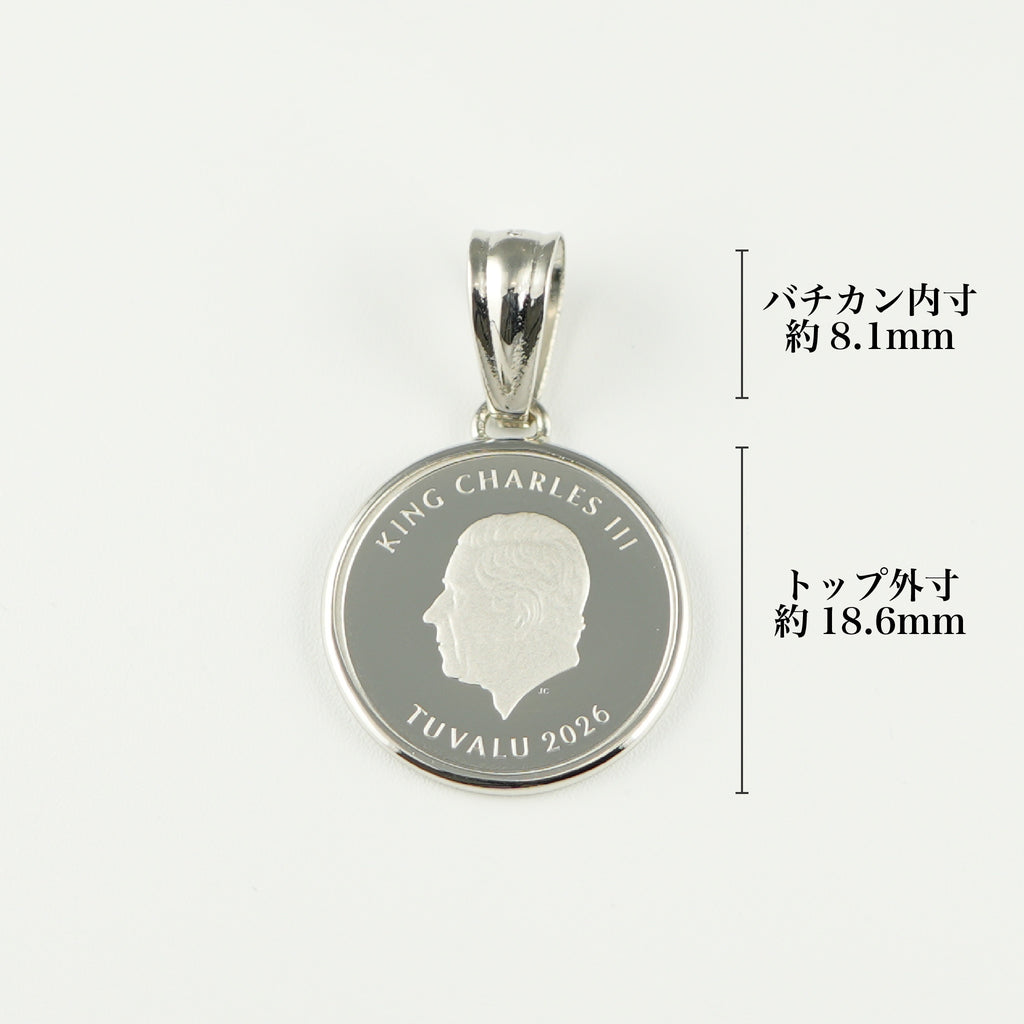 ペンダントトップ Pt999.5 ツバル ブルーホエール コイン 1/10oz Pt900