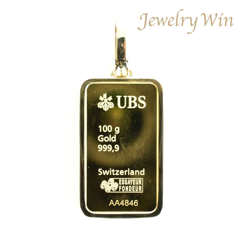 ペンダントトップ UBSインゴット K24 100g K18 枠付 (Type-SP)