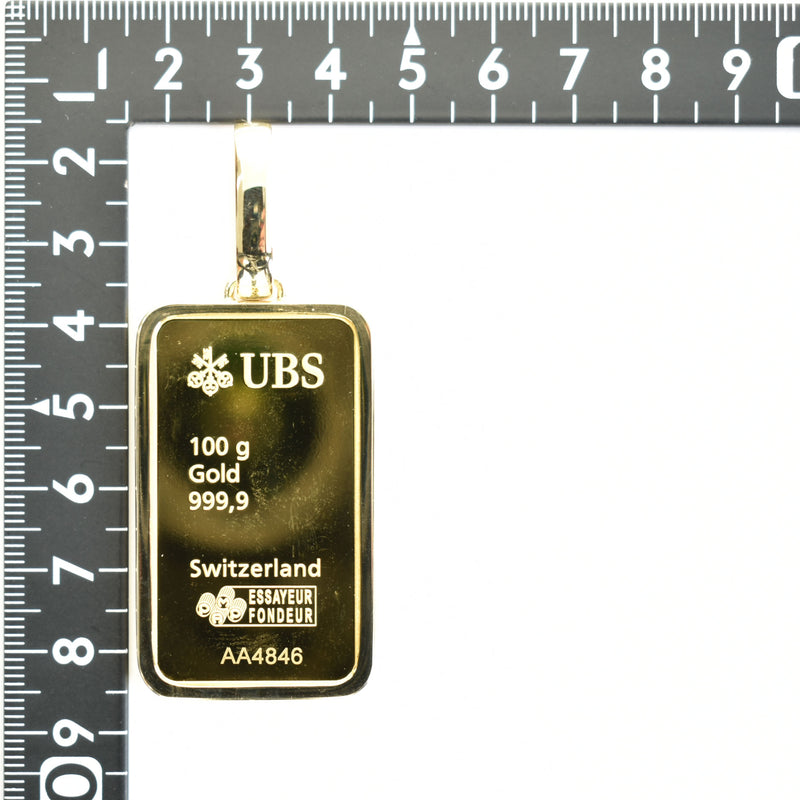 ペンダントトップ UBSインゴット K24 100g K18 枠付 (Type-SP)