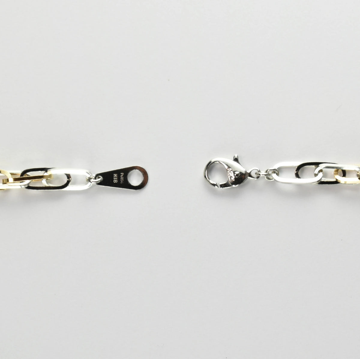 ダブルチェーン ネックレス K18 Pt850 コンビ 幅4.2mm 0.8角線 50cm