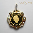 ペンダントトップ K24 ツバルホース コイン エリザベス表 1/5oz K18 枠付 ダイヤ付 (Type-CR1)