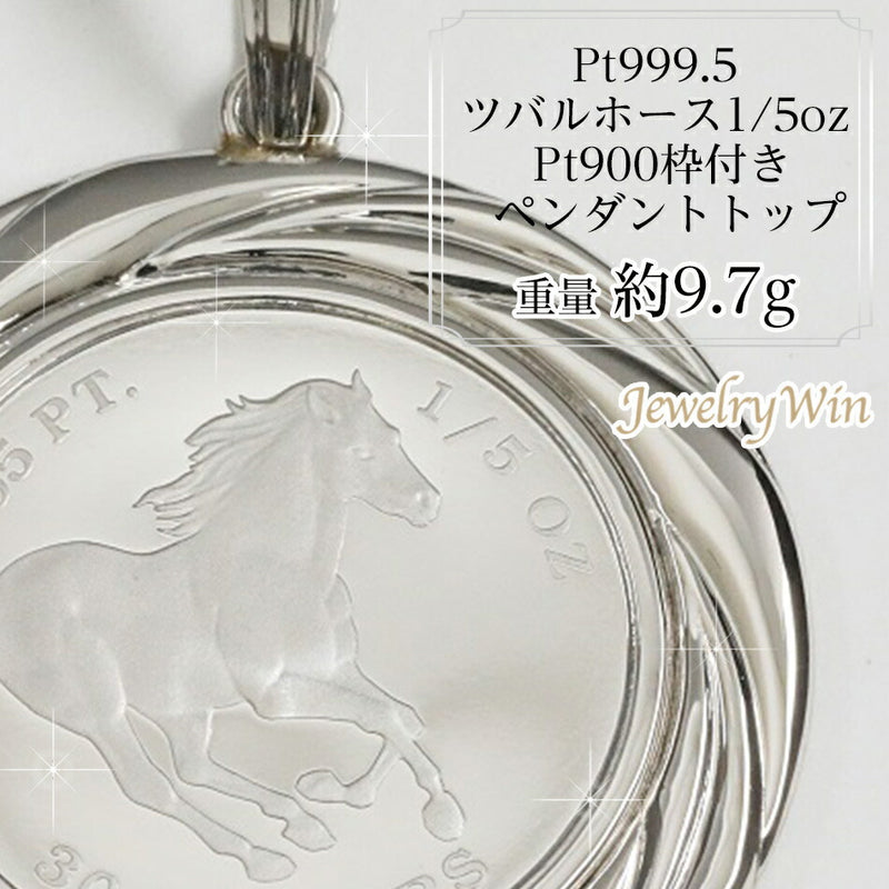 ペンダントトップ ツバルホース コイン Pt999.5 1/5oz Pt900 枠付 (Type-GR)