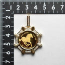 ペンダントトップ K24 ツバルホース コイン ホース表 1/5oz K18 枠付 ダイヤ付 (Type-CR3)