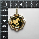 ペンダントトップ K24 ツバルホース コイン ホース表 1/5oz K18 枠付 ダイヤ付 (Type-CR1)