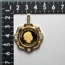 ペンダントトップ K24 ツバルホース コイン エリザベス表 1/5oz K18 枠付 ダイヤ付 (Type-CR1)