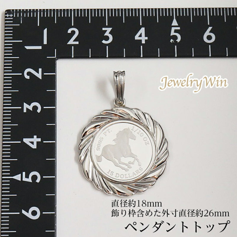 ペンダントトップ ツバルホース コイン Pt999.5 1/10oz Pt900 枠付 (Type-FL)