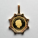 ペンダントトップ K24 ツバルホース コイン ホース表 1/5oz K18 枠付 ダイヤ付 (Type-CR3)