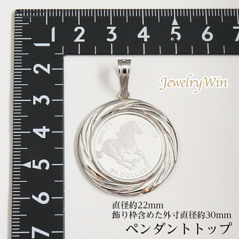 ペンダントトップ ツバルホース コイン Pt999.5 1/5oz Pt900 枠付 (Type-GR)