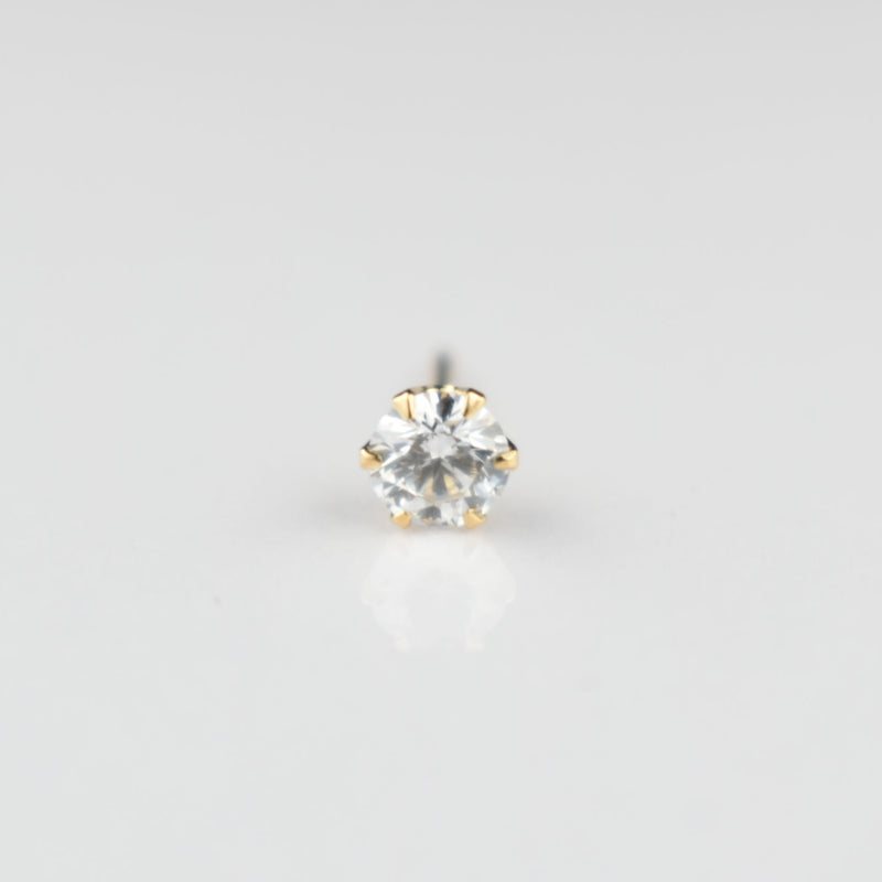 ピアス K18 0.25ct ダイヤ付 片方 落ちにくいピアスキャッチ