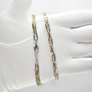 ダブル小豆チェーン ネックレス K18 Pt850 コンビ 幅4.2mm 0.8角線 50cm