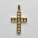 ペンダントトップ 角クロス K18 ダイヤ付(プリンセンスカット) 大